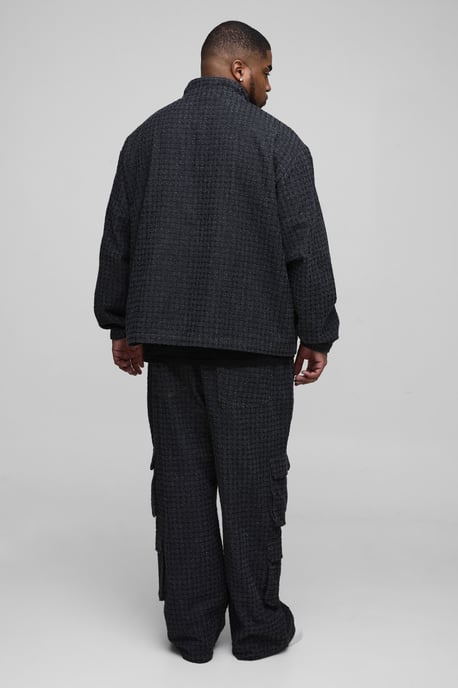 Plus Textured Denim Funnel Neck Shirt - Image 2