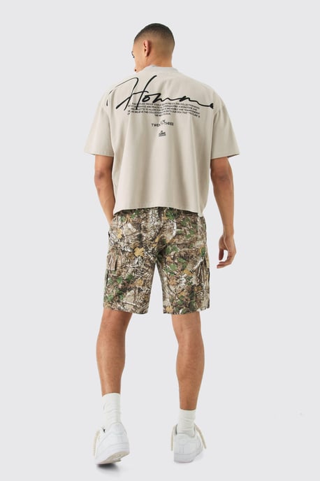 Forest Camo Fixed Waist Relaxed Cargo Shorts - Image 2