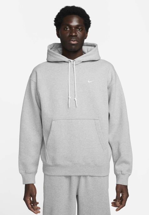 Nike Solo Swoosh Mens Fleece Pullover Hoodie in Grey - Image 1