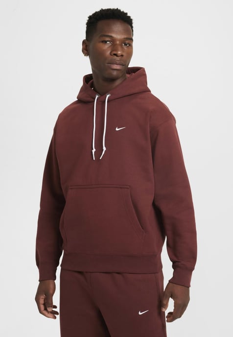 Nike Solo Swoosh Mens Fleece Pullover Hoodie in Dark Pony/White - Image 1