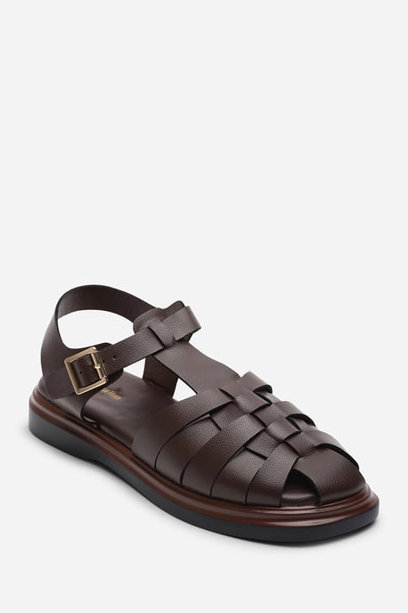 Where's That From Womens Chime Fisherman Flatform Dark Brown Sandal - Image 3