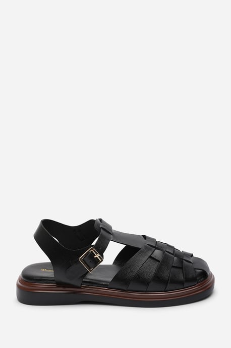 Where's That From Womens Chime Fisherman Flatform Black Sandal - Image 2