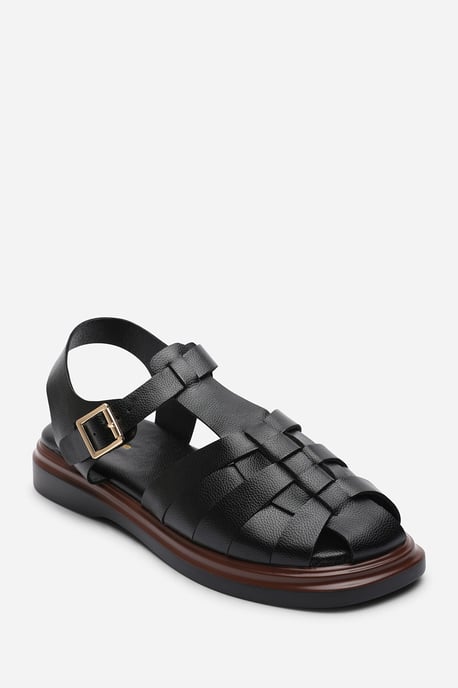 Where's That From Womens Chime Fisherman Flatform Black Sandal - Image 3