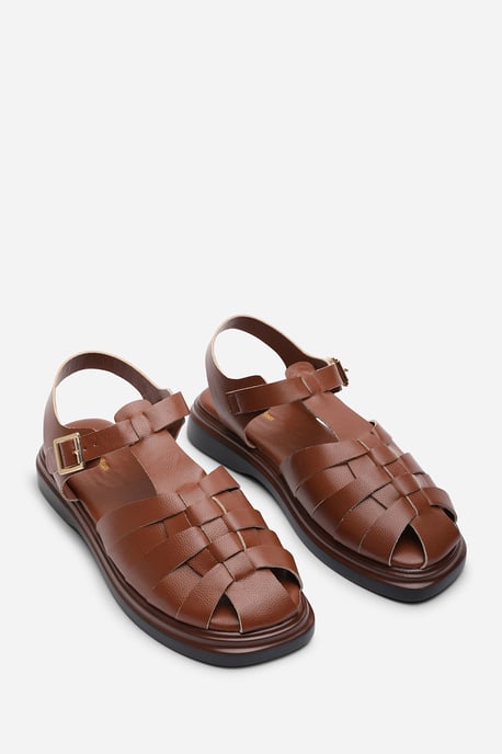 Where's That From Womens Chime Fisherman Flatform Tan Sandal - Image 4