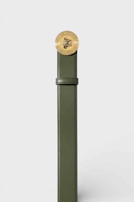 Versace Men's Medusa Logo Calf Leather Belt Olive-Black Size 105 - Image 2