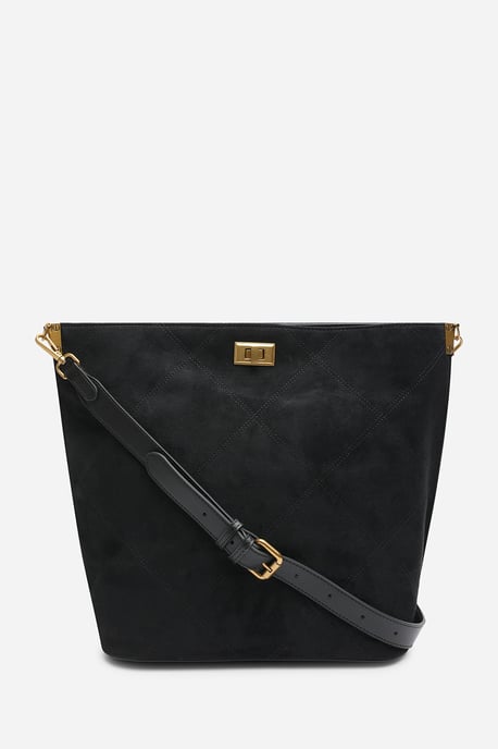 Where's That From Womens 'Fern' Suede Shoulder Bag with Turn Lock - Image 2