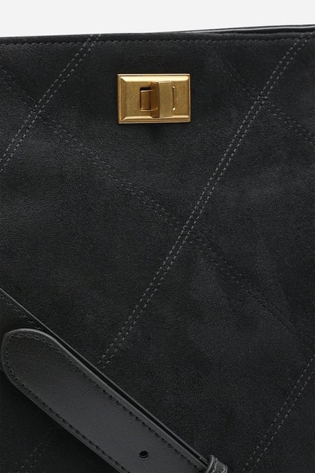 Where's That From Womens 'Fern' Suede Shoulder Bag with Turn Lock - Image 3