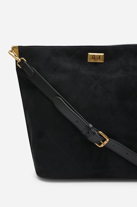 Where's That From Womens 'Fern' Suede Shoulder Bag with Turn Lock - Image 4