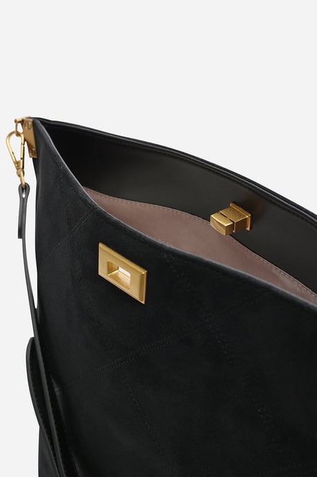Where's That From Womens 'Fern' Suede Shoulder Bag with Turn Lock - Image 5