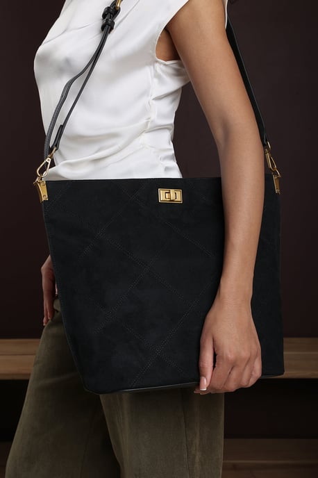 Where's That From Womens 'Fern' Suede Shoulder Bag with Turn Lock - Image 6