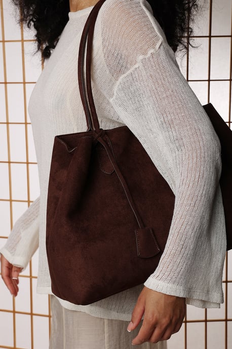 Where's That From Womens 'Drift' Suede Slouchy Shoulder Tote Bag - Image 2