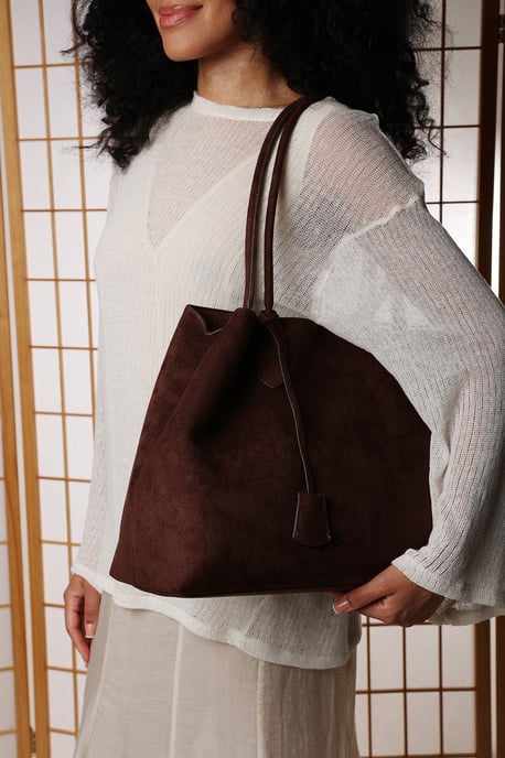 Where's That From Womens 'Drift' Suede Slouchy Shoulder Tote Bag - Image 3