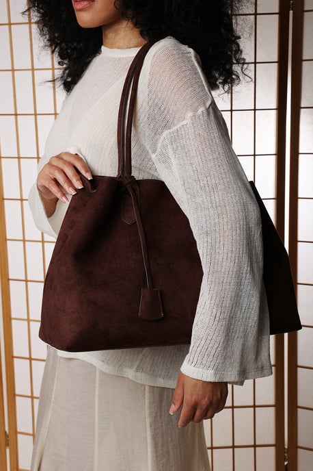 Where's That From Womens 'Drift' Suede Slouchy Shoulder Tote Bag - Image 6