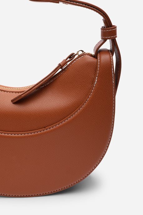 Where's That From Womens 'Envie' Crescent Faux Leather Shoulder Bag in Tan - Image 3