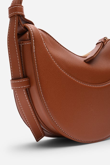 Where's That From Womens 'Envie' Crescent Faux Leather Shoulder Bag in Tan - Image 4