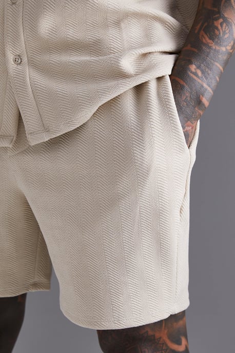 Short Sleeve Jersey Herringbone Shirt And Short Set - Image 4
