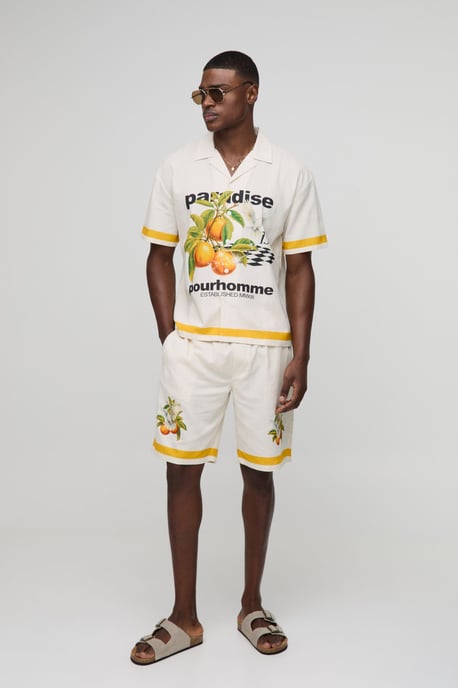 Oversized Paradise Linen Blend Shirt & Short Set - Image 3