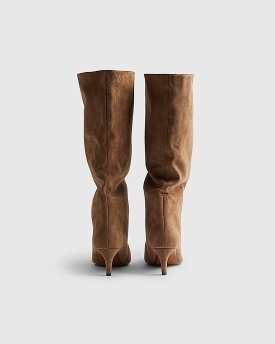 River Island Womens High Leg Boots Beige Faux Suede - Image 2