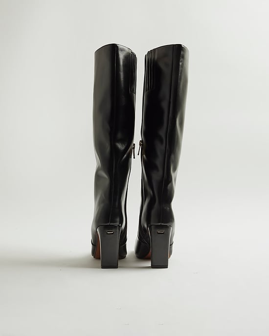 River Island Womens High Leg Boots Black Chisel Toe - Image 2