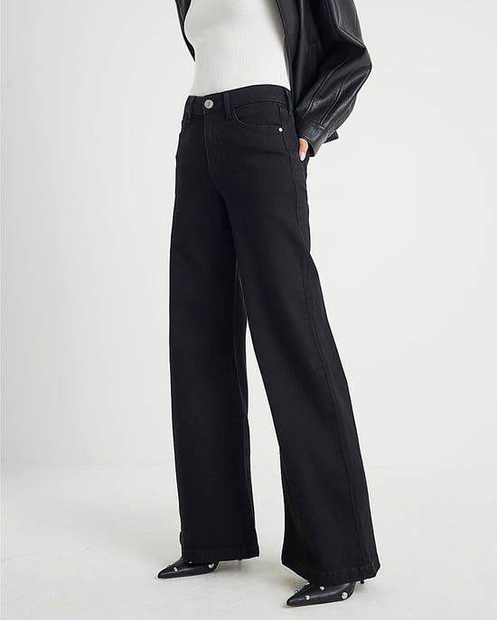 River Island Womens Wide Leg Jeans Black High Rise Palazzo - Image 2
