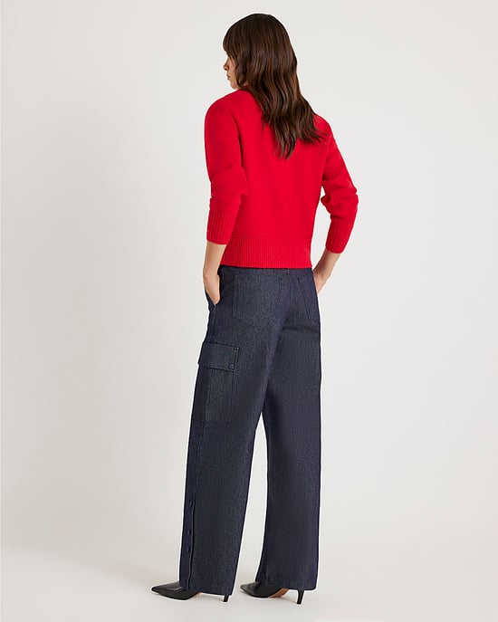 River Island Womens Wide Leg Jeans Blue Cargo - Image 3