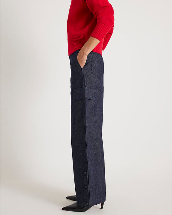 River Island Womens Wide Leg Jeans Blue Cargo - Image 4