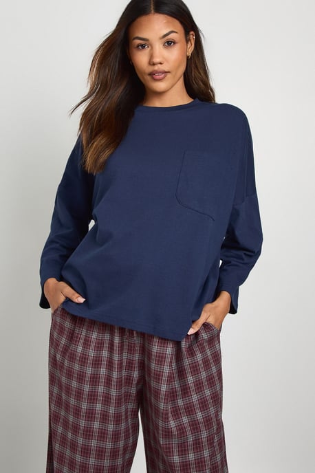 Maternity Cotton Pocket Front Long Sleeve Top - Image 1