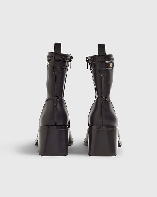 River Island Womens Sock Boots Black Block Heel Stretch - Image 2