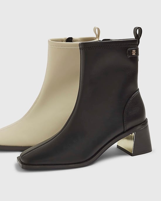 River Island Womens Sock Boots Black Block Heel Stretch - Image 3
