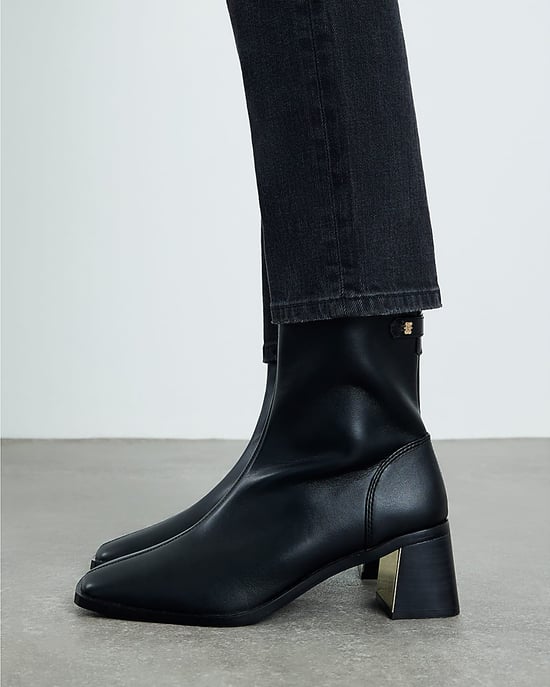 River Island Womens Sock Boots Black Block Heel Stretch - Image 4