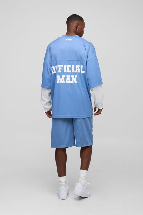 Oversized Official Man Faux Layer Mesh Hockey Top - Image 2