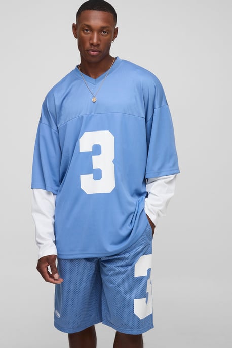 Oversized Official Man Faux Layer Mesh Hockey Top - Image 3