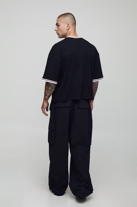 Oversized Boxy Homme Waffle Embroidered Sports Top - Image 2