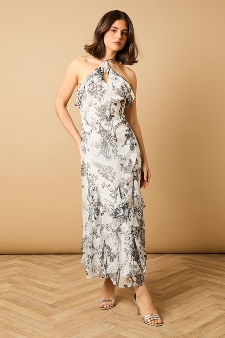 Halterneck Spaghetti Strap Maxi Dress - Image 1