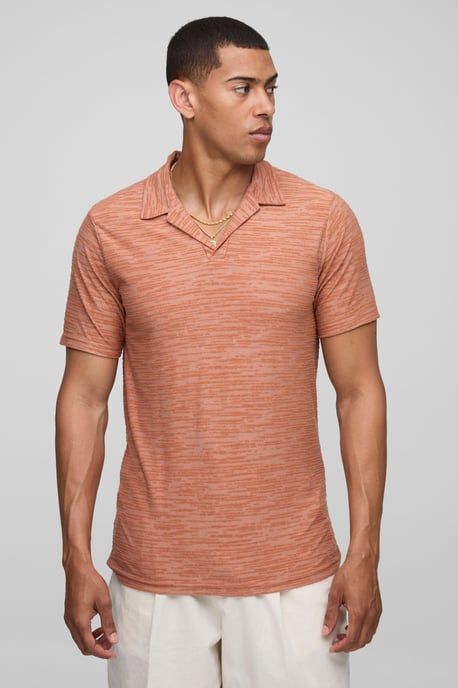 Slim Fit Revere Textured Polo - Image 1