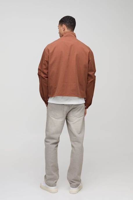Oversized Boxy Twill Funnel Neck Cagoule Jacket - Image 2