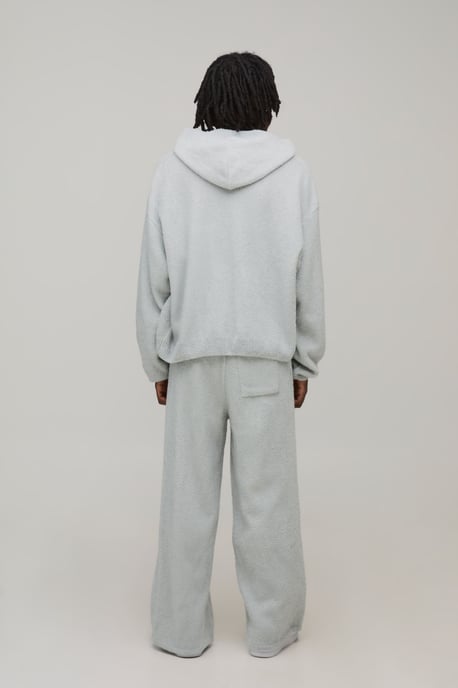 Oversized Boxy Hooded Boucle Knitted Tracksuit - Image 2