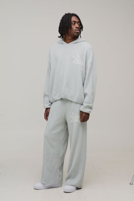 Oversized Boxy Hooded Boucle Knitted Tracksuit - Image 4