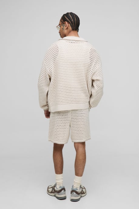 Oversized Boxy Blanket Open Stitch Knitted Tracksuit - Image 2