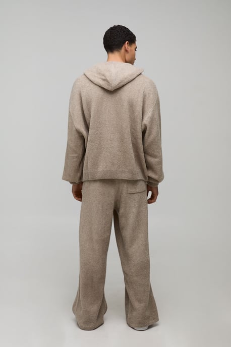Oversized Boxy Hooded Boucle Knitted Tracksuit - Image 2