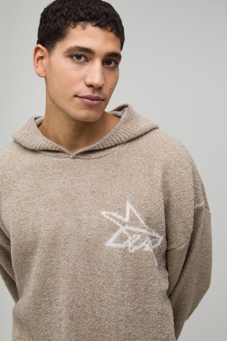 Oversized Boxy Hooded Boucle Knitted Tracksuit - Image 3