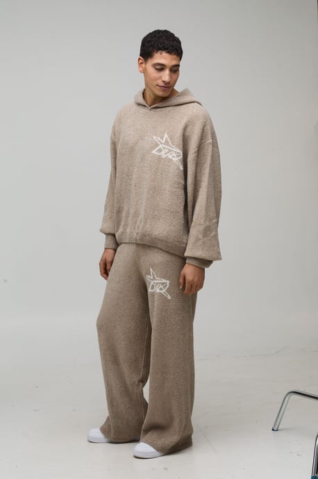 Oversized Boxy Hooded Boucle Knitted Tracksuit - Image 4