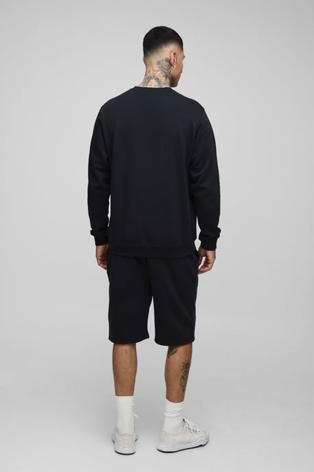 Tall Homme Spray Wash Sweatshirt Regular Fit & Jersey Short Set - Image 2