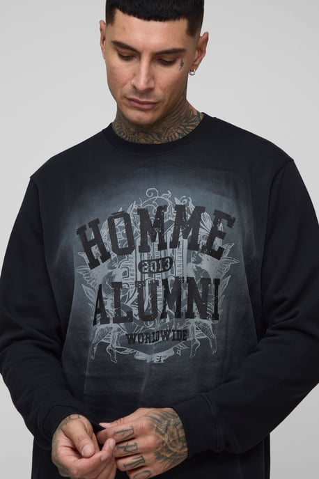 Tall Homme Spray Wash Sweatshirt Regular Fit & Jersey Short Set - Image 3