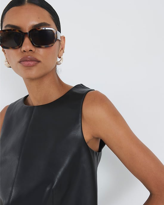 River Island Womens Top Black Faux Leather Sleeveless - Image 3