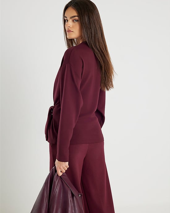 River Island Womens Top Red Premium Long Sleeve Tie Front - Image 3