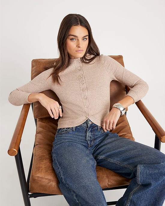 River Island Womens Top Beige Long Sleeve Curved Hem - Image 2