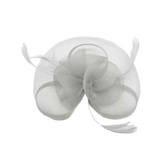 Floral Fascinator with A Wide Base in Light Grey - Image 3