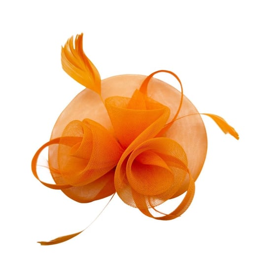 Floral Fascinator with A Wide Base in Orange - Image 3