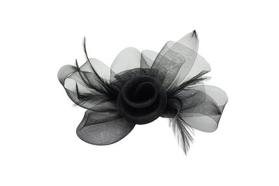 Folded Bow Fascinator with Tipped Feathers in Black - Image 2
